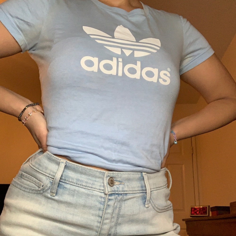 Adidas baby blue shirt (: